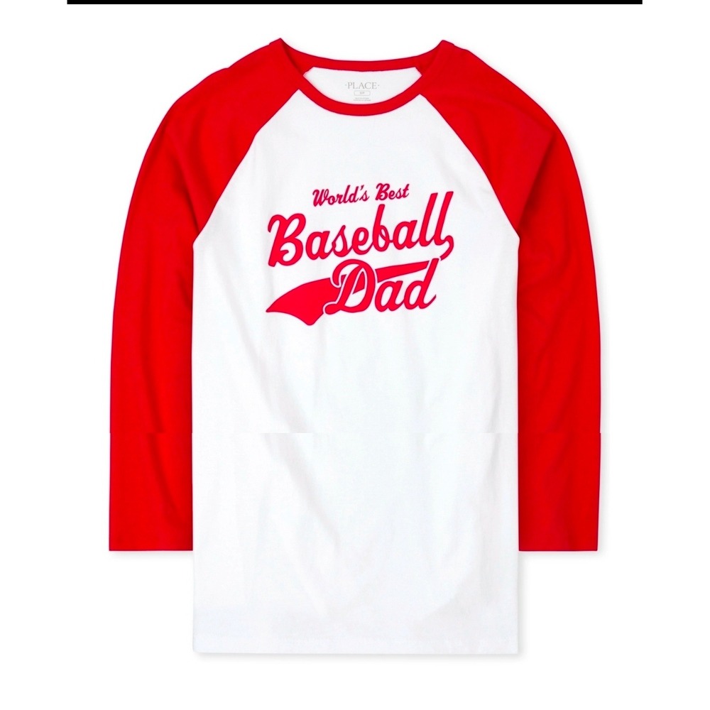 TCP Sports Mens XL Worlds Best‎ Baseball Dad Father Raglan Graphic T-Shirt Red